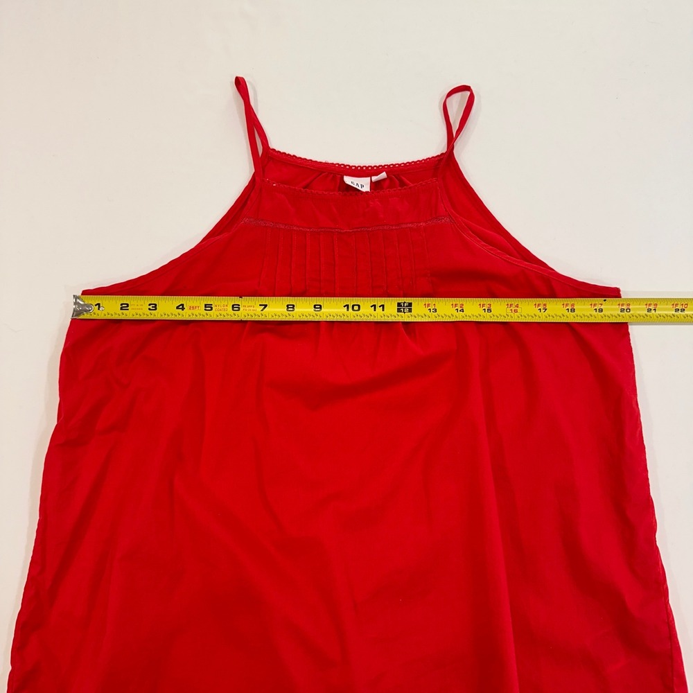 Gap Pintuck Crochet Lace Trim Cami Tank Top Women Size M Red Cotton Boho Summer - Picture 5 of 6